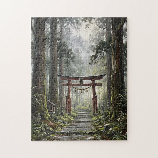 Mystical forest and torii gate that symbolizes it (Vertikal)