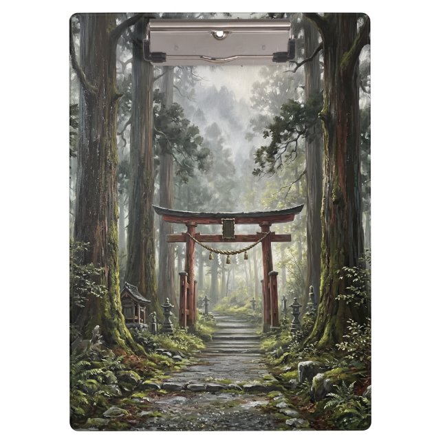 Mystical forest and torii gate that symbolizes it klemmbrett (Vorderseite)