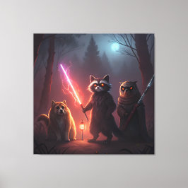 Mystical Forest Battle Animals Art Leinwanddruck