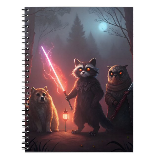 Mystical Forest Battle Animals Art Notizblock (Vorderseite)