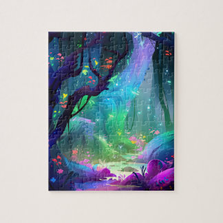Mystical Forest Celestial Blue Night Sky