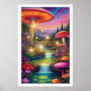 Mystical Forest Riesenpilze Fantasy Art Poster