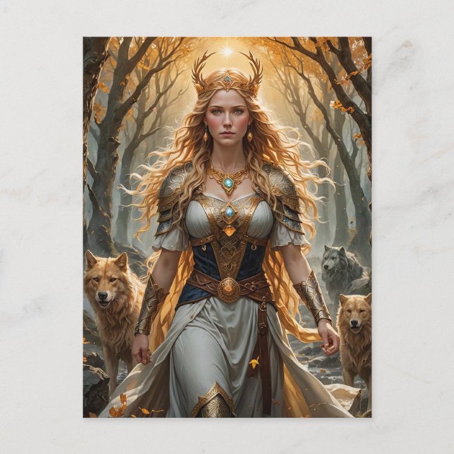 Mystical Freyja Norse Goddess Postcard - Norse Postkarte (Vorderseite)
