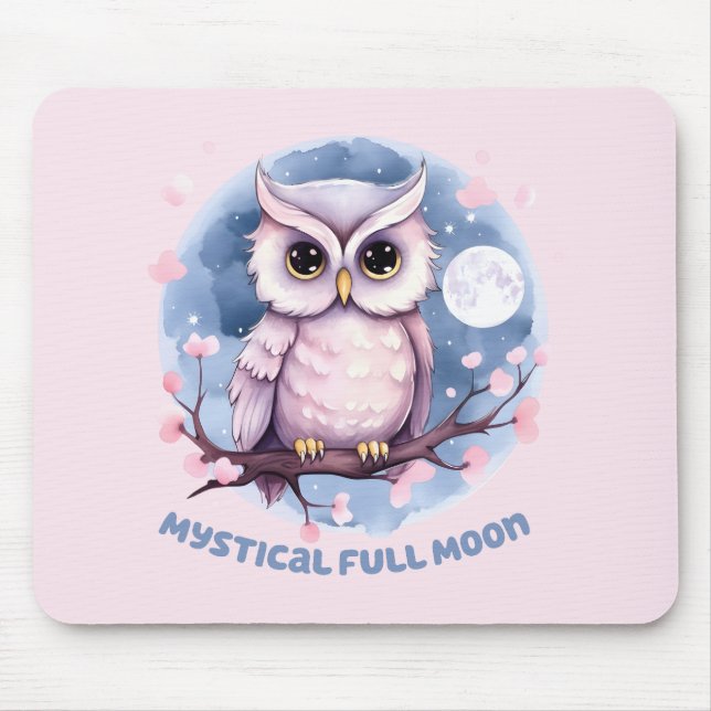 Mystical Full Moon - Pastellfarbener Lila Nachthim Mousepad (Vorne)