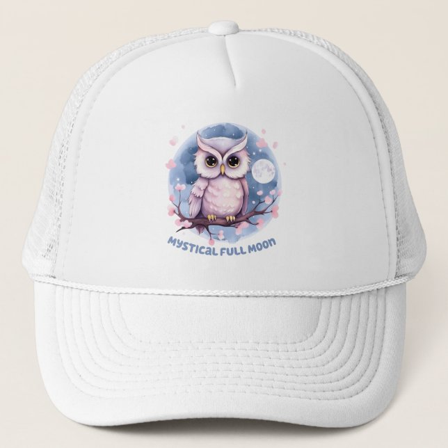 Mystical Full Moon - Pastellfarbener Lila Nachthim Truckerkappe (Vorderseite)