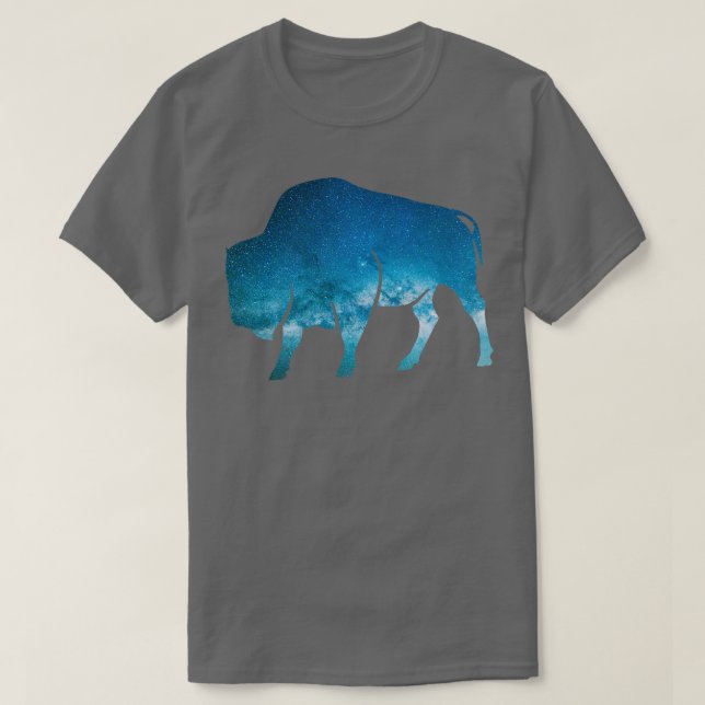 Mystical Galaxy Buffalo Night Sky Bison Native TSh T-Shirt (Design vorne)