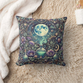 Mystical Garden Potion Bottles Moonlit Floral Kissen