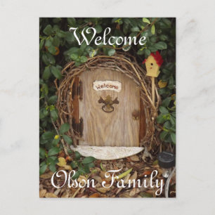 Mystical Gnome Garden Door Welcome Postcard Postkarte