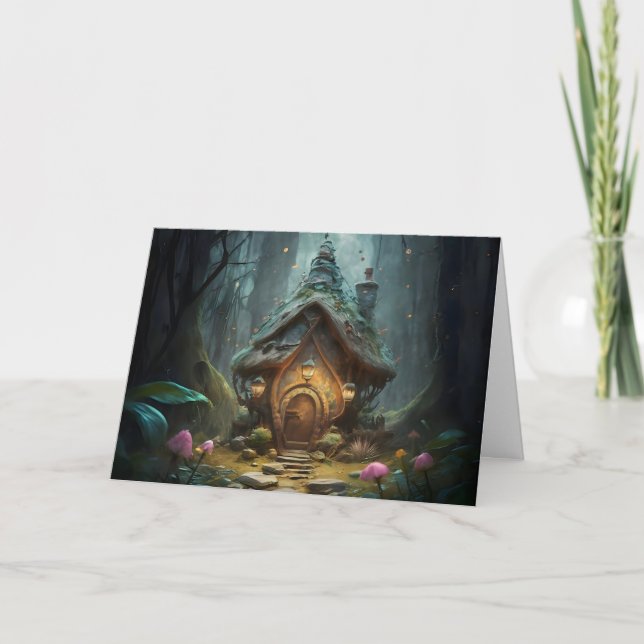 "Mystical Gnome Hütte: Whimsical Mushroom Haven Dankeskarte (Vorderseite)