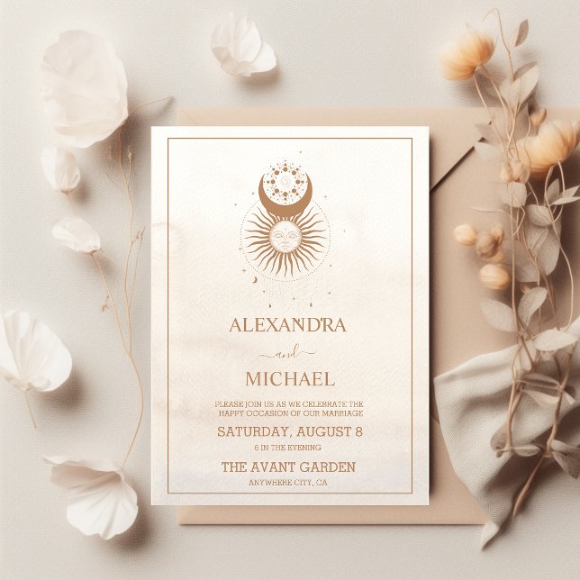 Mystical  Gold Celestial Stars Wedding  Invitation Einladung (Von Creator hochgeladen)