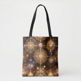 Mystical Gold Celestis Pattern Tote Bag Tasche