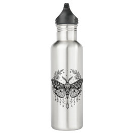 Mystical Gothic Moth Botanical Celestial Line Art  Edelstahlflasche