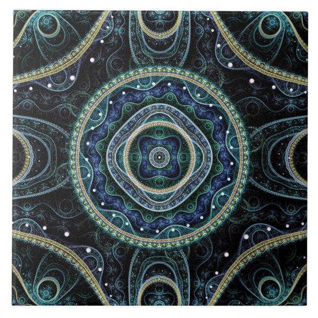 Mystical Grand Royal Julian Fraktal Mandala Art  Fliese (Vorderseite)