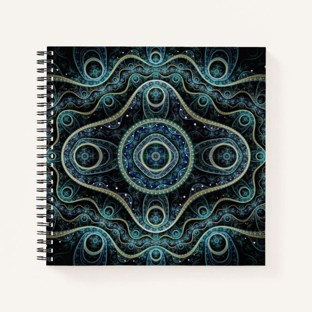 Mystical Grand Royal Julian Fraktal Mandala Art Notizbuch (Vorderseite)