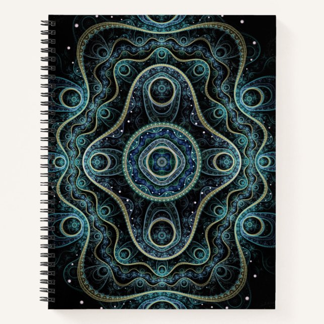 Mystical Grand Royal Julian Fraktal Mandala Art Notizbuch (Vorderseite)
