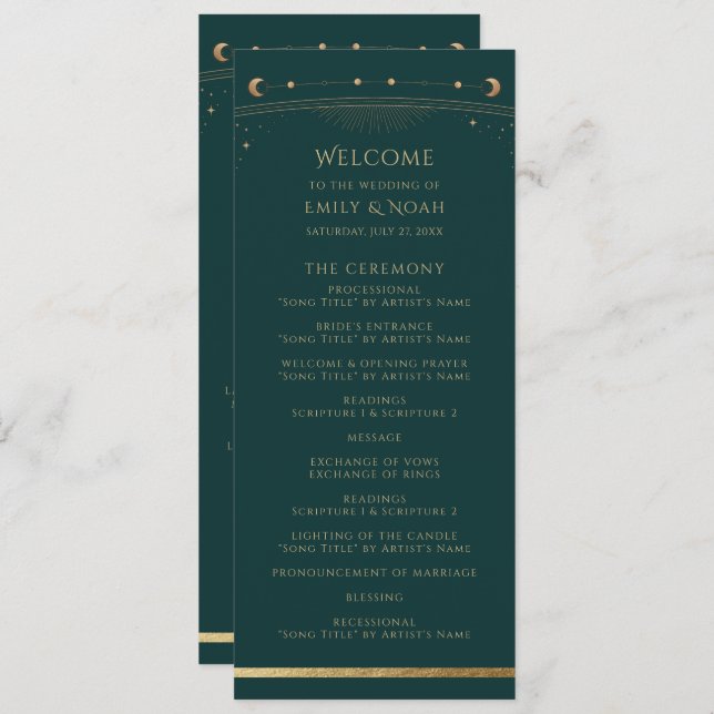 Mystical Green Gold Sun Moon Astronomie Space Programm (Vorne/Hinten)