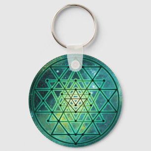 Mystical Green Sri Yantra Schlüsselanhänger