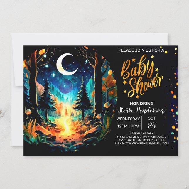 Mystical Grove Boho Babydusche Einladung (Vorderseite)