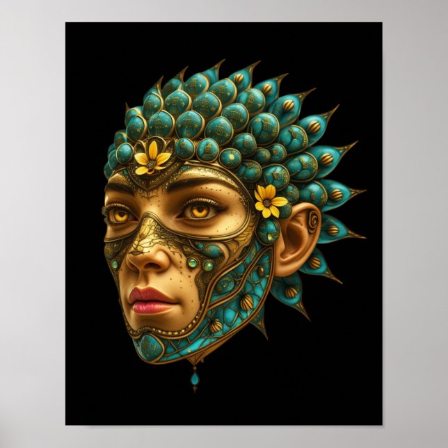 Mystical Guardian Warrior Vision Futuristic Sci-Fi Poster (Vorne)