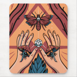 Mystical Hands Offering Fungi to Moth Spirit Mousepad