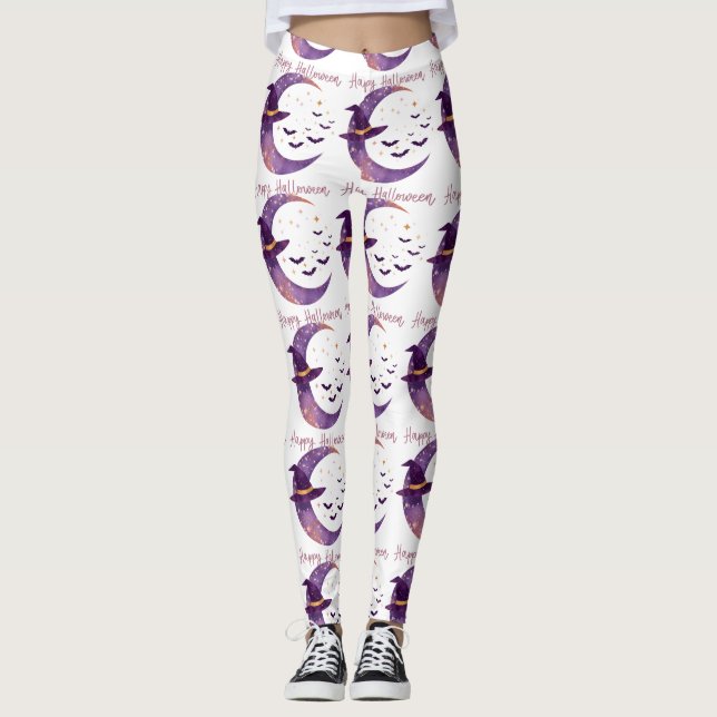 Mystical Hexenmond Halloween Design Leggings (Vorderseite)