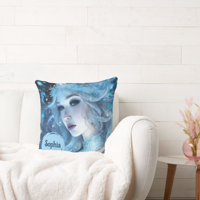 Mystical Ice Queen - Fantasy Winter Goddess Art Kissen (Liege)