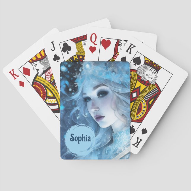 Mystical Ice Queen - Fantasy Winter Goddess Art Spielkarten (Rückseite)
