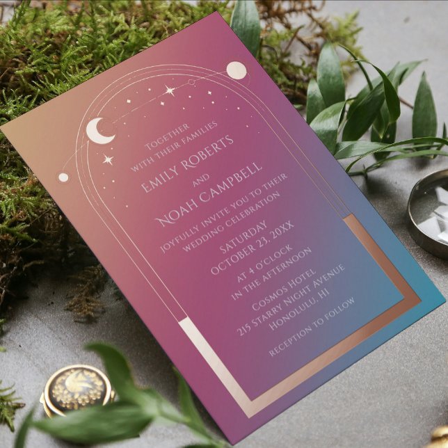 Mystical Jewel Gold Sun Moon Astronomy Space Foil Folieneinladung (Von Creator hochgeladen)