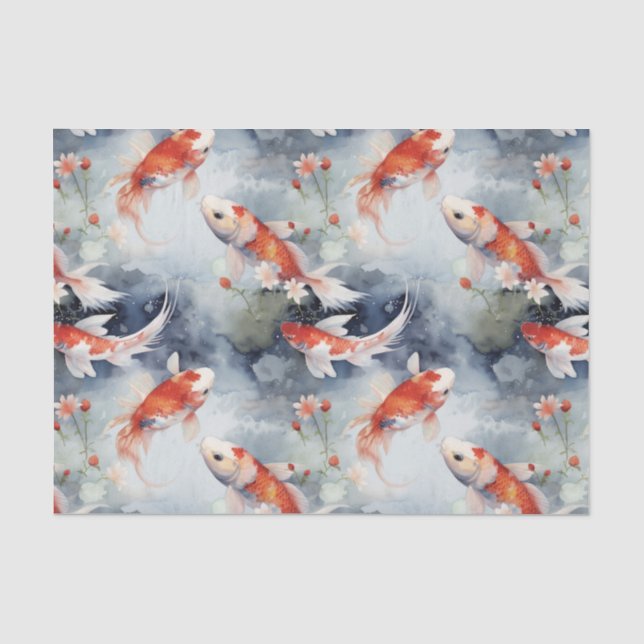 Mystical Koi Fish Pond Decoupage Seidenpapier (Vorderseite)