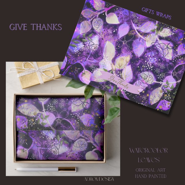 Mystical Lavender & Gold Decoupage Paper Seidenpapier (Mystical Lavender & Gold Decoupage Paper)
