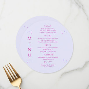 Mystical Lavender Pink Sun Moon Space Hochzeit Menükarte