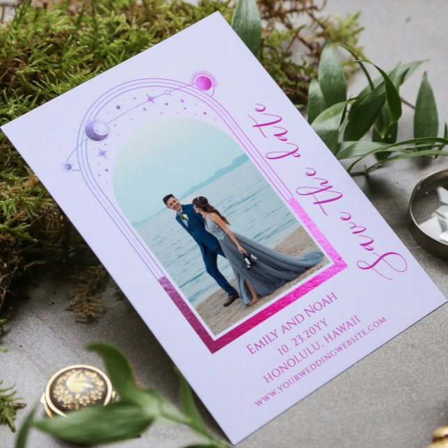 Mystical Lavender Pink Sun Moon Star Space Save The Date (Von Creator hochgeladen)