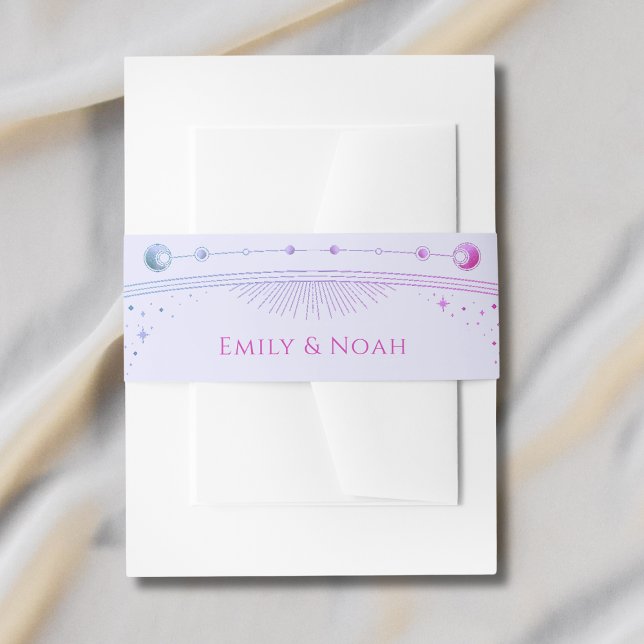 Mystical Lavender Pink Sun Moon Stars Hochzeit Einladungsbanderole (Von Creator hochgeladen)