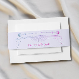 Mystical Lavender Pink Sun Moon Stars Hochzeit Einladungsbanderole