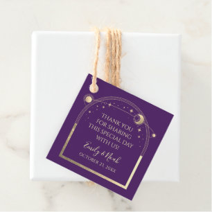 Mystical Lila Gold Sun Moon Stars Hochzeit Geschenkanhänger