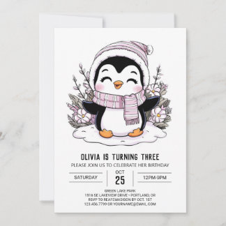 Mystical Little Pinguin Digital zum Geburtstag Einladung