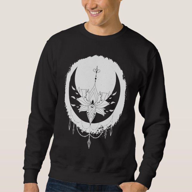 Mystical Lotus  Astrological Celestial Crescent Mo Sweatshirt (Vorderseite)