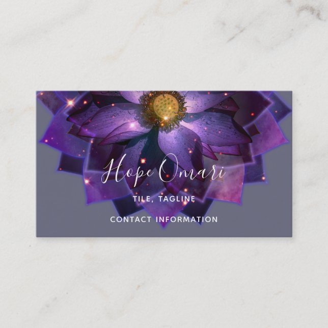 Mystical Lotus Blume Mandala | Neues Zeitalter Visitenkarte (Vorderseite)