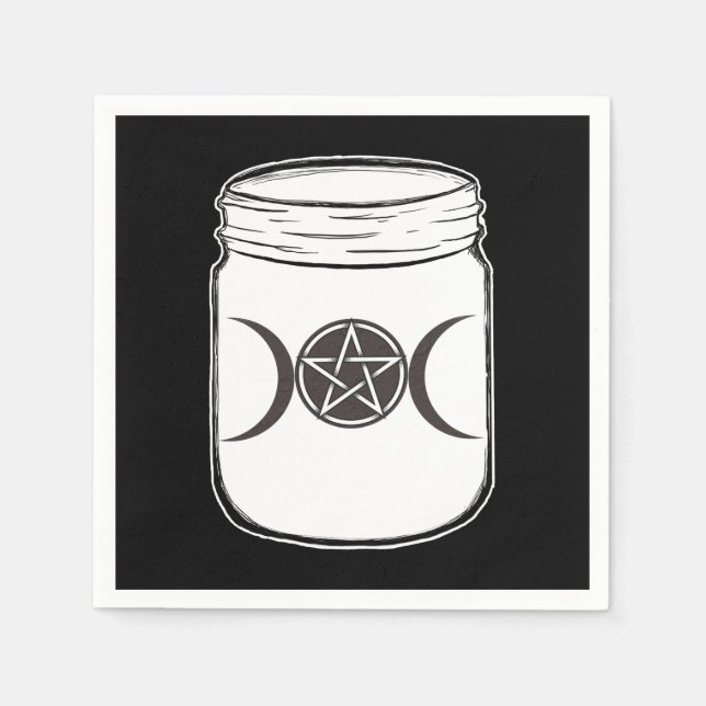 Mystical Magic Moons Mason Jar Halloween-Party Serviette (Vorderseite)