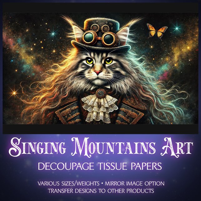 Mystical Maine Coon Viktorianisch Steampunk Decoup Seidenpapier (Von Creator hochgeladen)