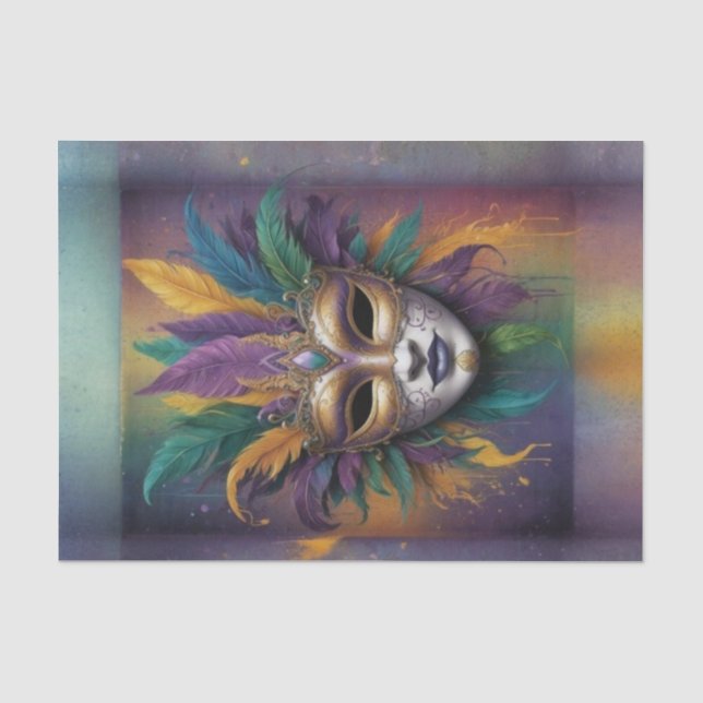 Mystical Mardi Gras Mask Decoupage | lebendig Seidenpapier (Vorderseite)