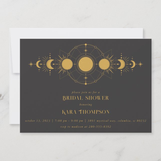 Mystical Moon Modernes Celestis Brautparty Einladung (Vorderseite)