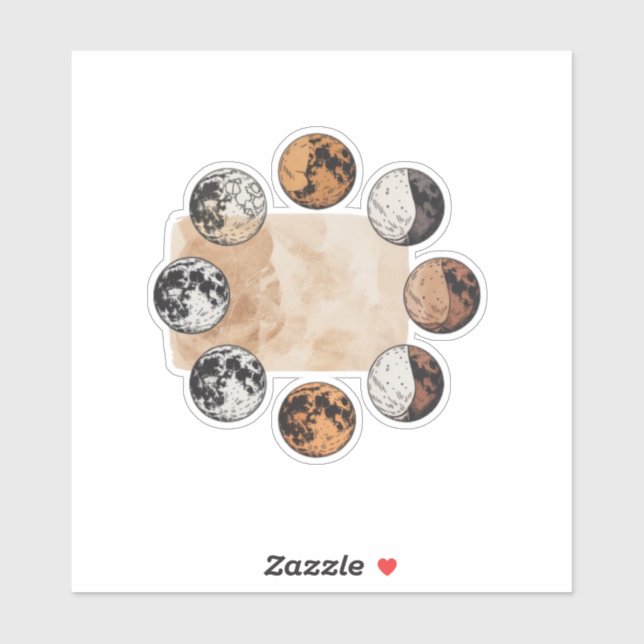 Mystical Moon Phases Sticker – Vintage Boho  (Blatt)