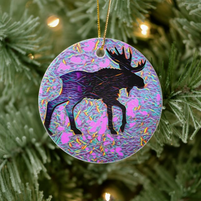 Mystical Moose Lila Custom Christmas Keramik Ornament (Baum)