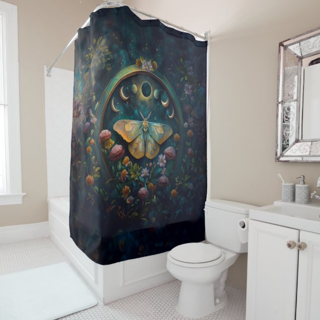 Mystical Moth and Moon Phases Portal Art LARGE Duschvorhang (Beispiel)