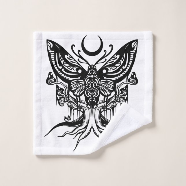 Mystical Moth & Crescent Moon Badezimmer Handtuchh Badhandtuch Set (Waschlappen)