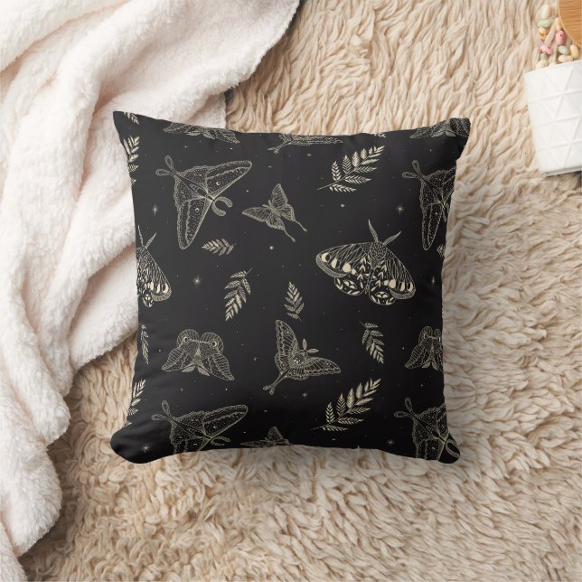 Mystical Moth Pattern Throw Pillow Kissen (Decke)