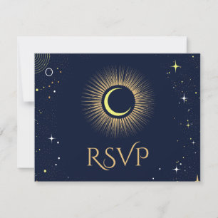 Mystical Navy Celestis Moon Wedding RSVP