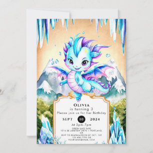 Mystical Niedlich Ice Dragon Geburtstag Einladung