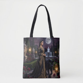 Mystical Night Garden Woman & Panther Tote Bag